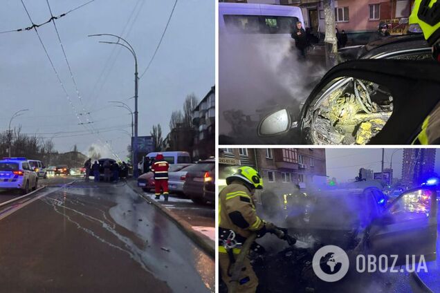 У Києві на Солом’янці під час руху загорівся BMW. Подробиці НП та фото