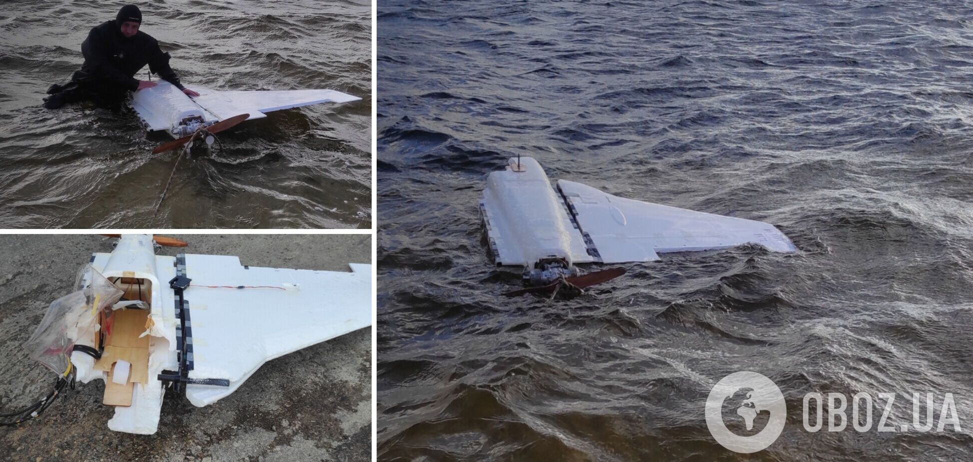На Київщині сапери-водолази 'виловили' з Дніпра уламки ворожого дрона. Фото