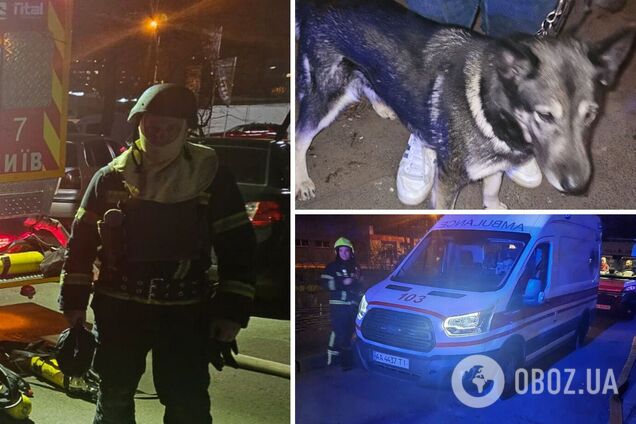 В Киеве бойцы ГСЧС во время тушения пожара в квартире спасли супругов и их собачку. Фото и подробности