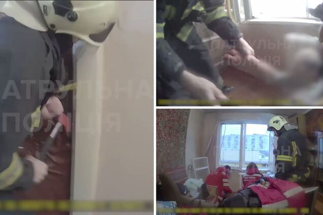 Звисав з вікна на восьмому поверсі: патрульні та бійці ДСНС врятували киянина. Відео