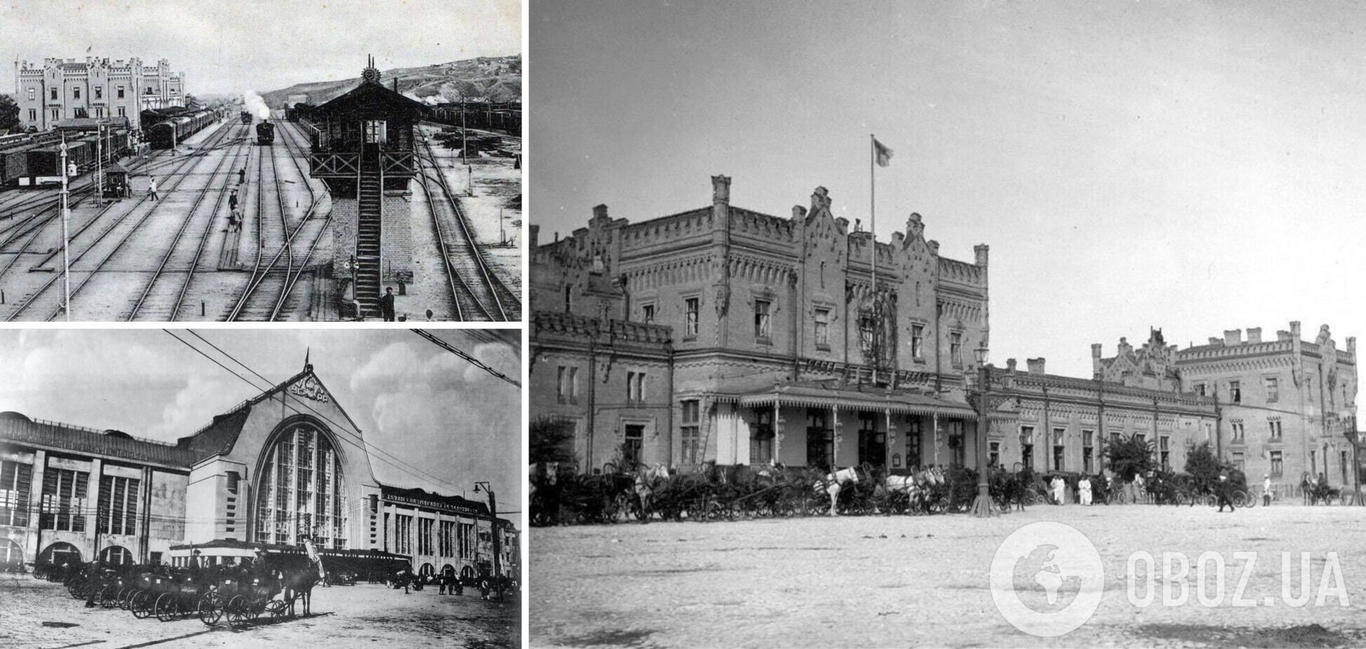 Почти средневековый замок: как выглядел первый железнодорожный вокзал Киева в начале 1900-х. Архивные фото