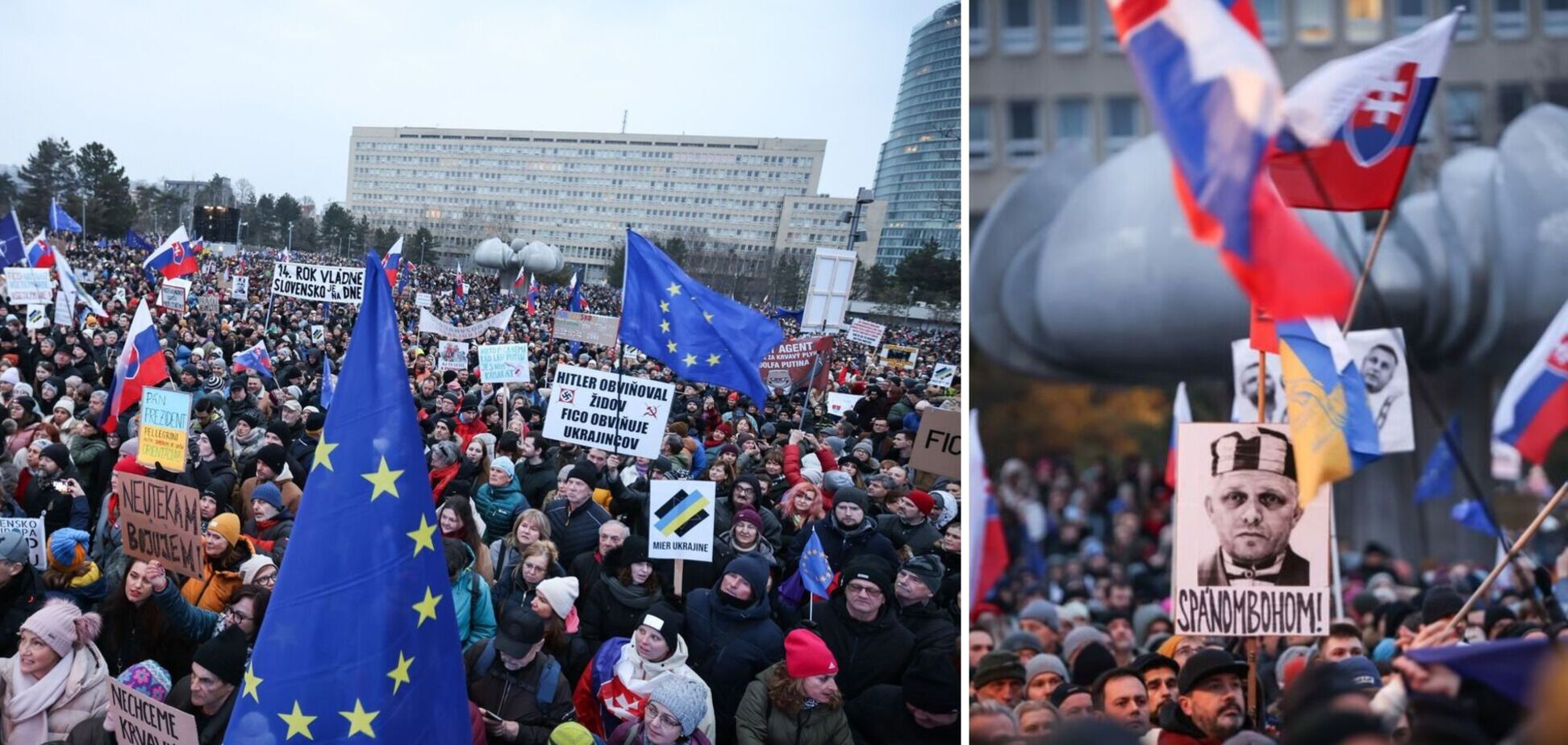 'Казки, брехня і марення': у Словаччині знову спалахнули протести проти уряду Фіцо. Фото