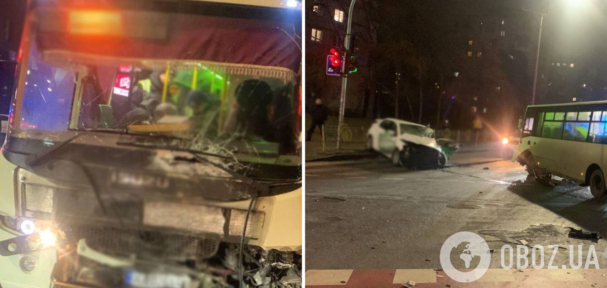 Смертельна ДТП у Києві: маршрутка протаранила легкове авто, загинула жінка. Фото і відео