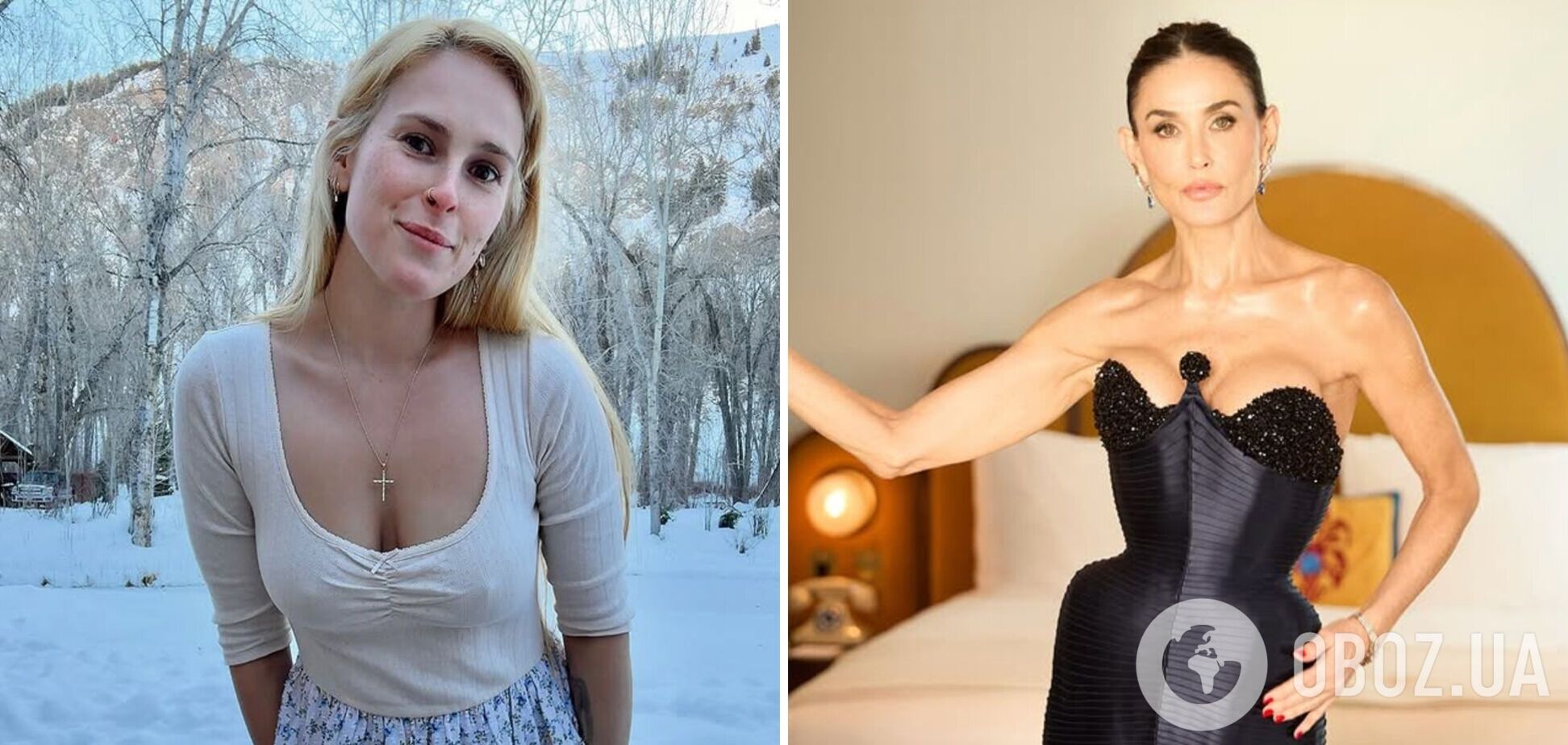 Дочь Деми Мур одела мамино золотое бикини, которому уже 30 лет, чтобы повторить ее культовый образ из фильма 'Стриптиз'. Фотосравнение