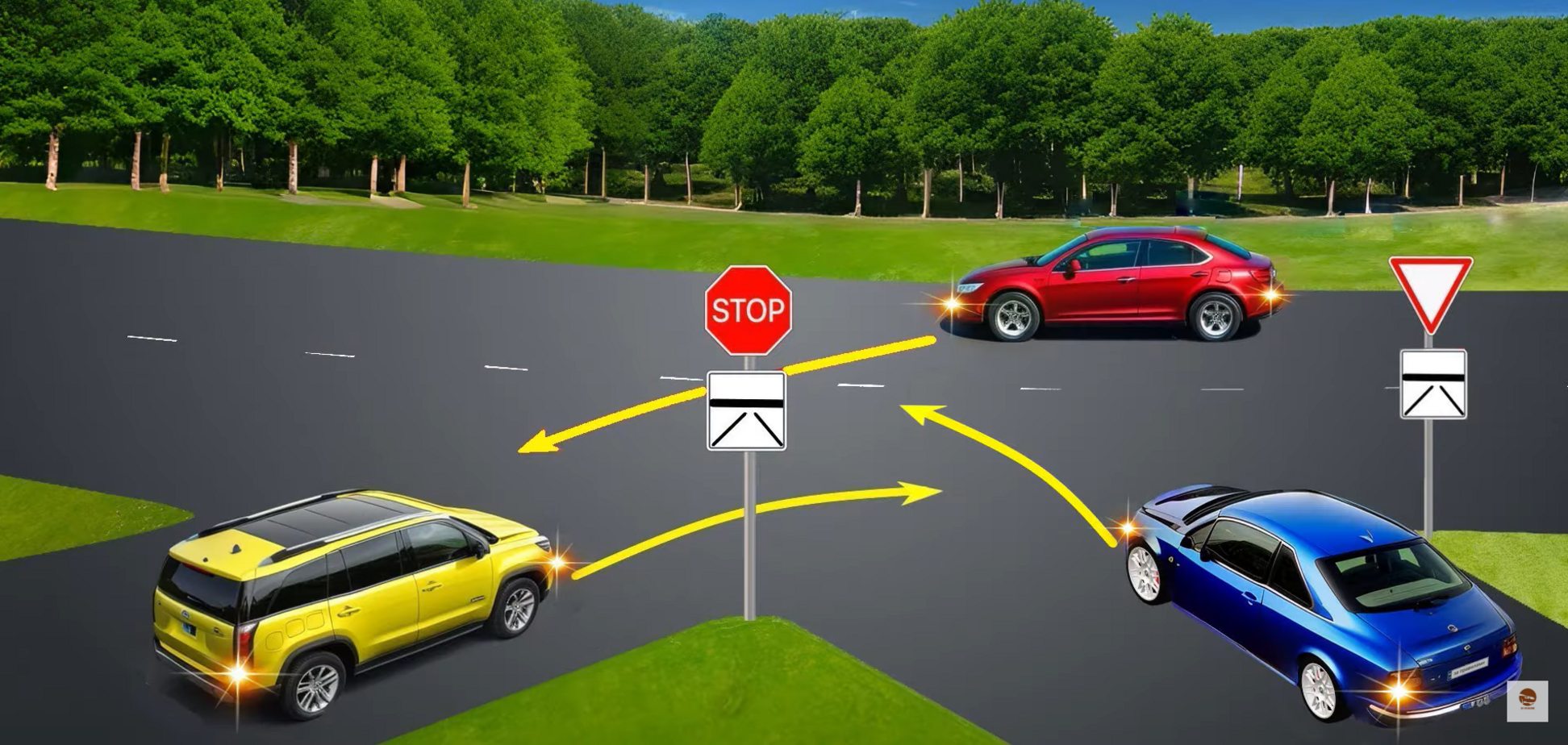 В якому порядку автомобілі проїдуть перехрестя: тест на знання ПДР