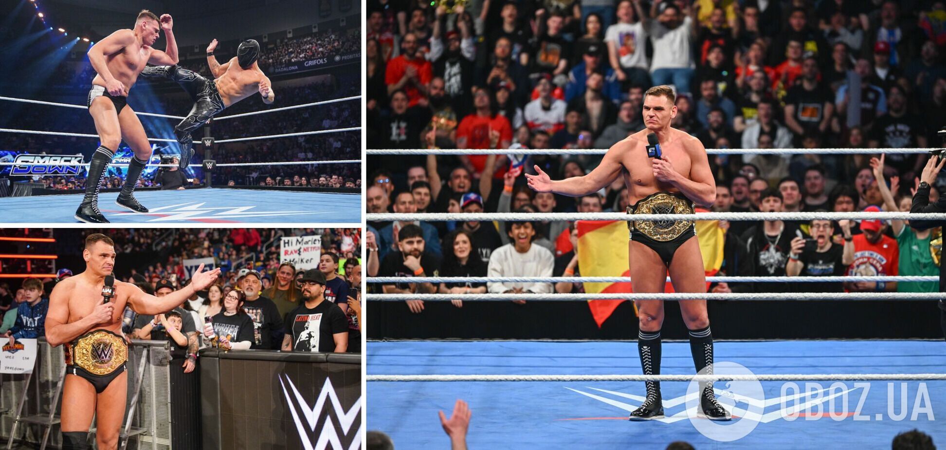 Чемпион мира по реслингу выкрикнул 'Hala Madrid!' перед многотысячной толпой в Барселоне. Видео разлетелось по сети