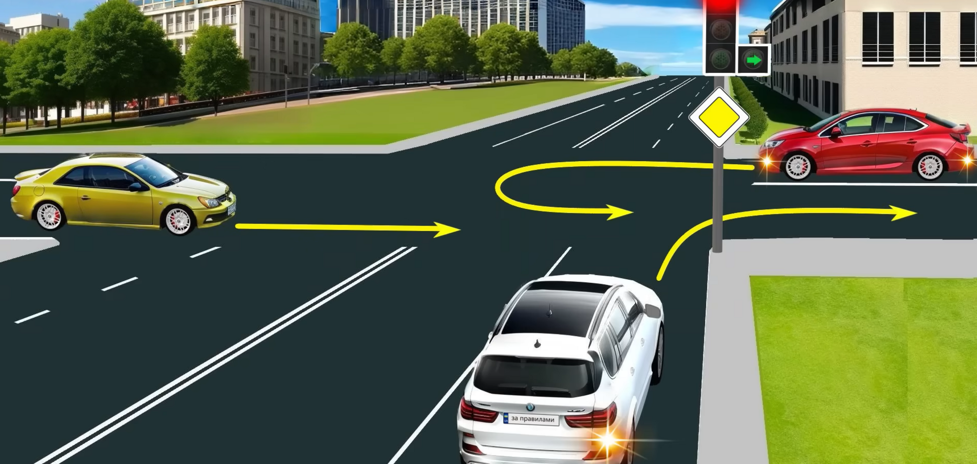 В якому порядку водії проїдуть перехрестя? Тест на знання ПДР