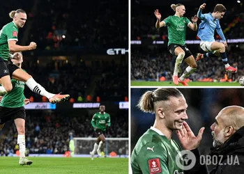 На камеру попало, что сделал Гвардиола с футболистом сборной Украины, который забил сенсационный гол 'Манчестер Сити'