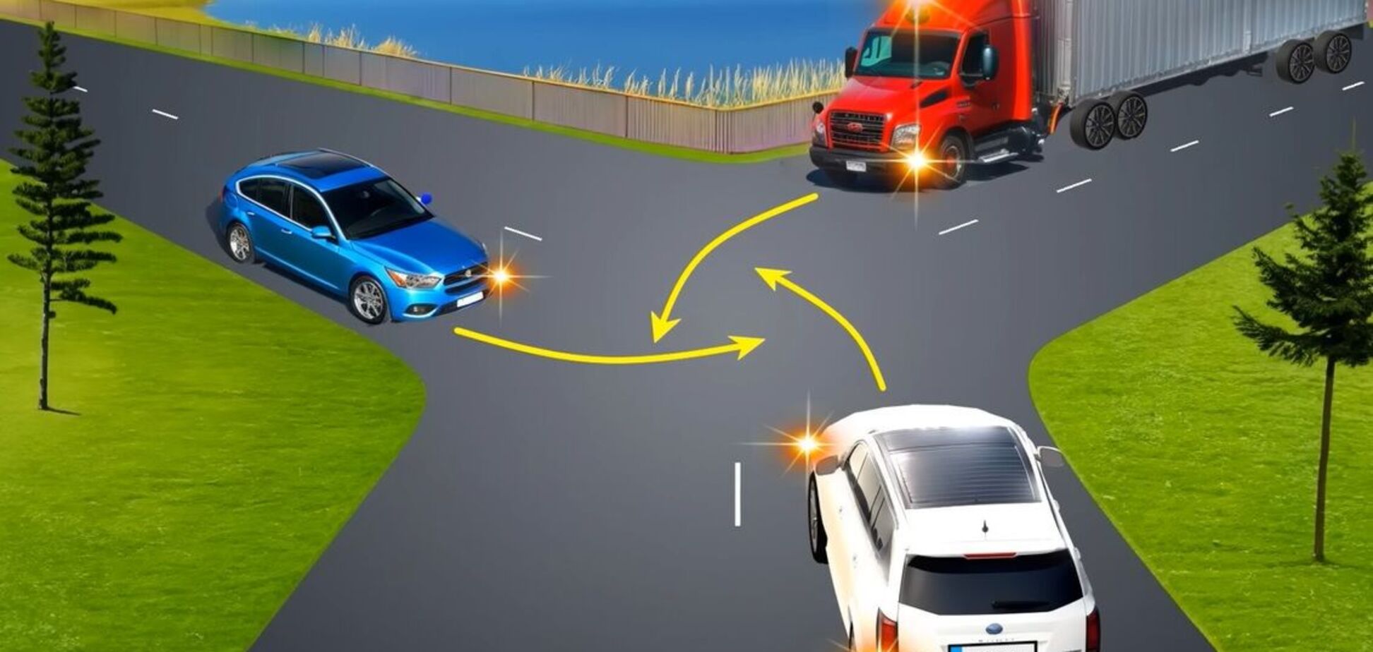 В якому порядку авто проїдуть перехрестя? Завдання з ПДР