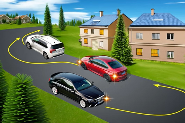 Який водій має право виконати маневр? Завдання з ПДР