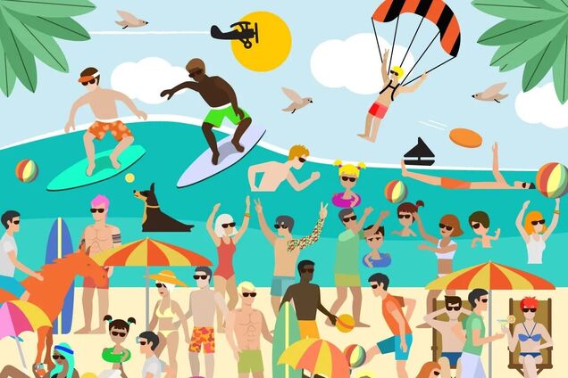 Хто забув окуляри? Знайдіть на малюнку дивного пляжника