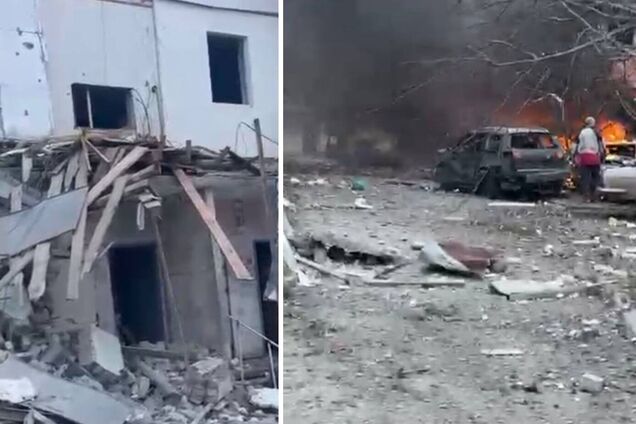 Окупанти вдарили по центру Куп'янська ФАБ-250: постраждали четверо людей, спалахнули автівки. Фото