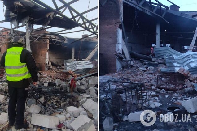 У Сумах 'Шахед' влучив у складське приміщення: спалахнула пожежа, є загиблий. Фото