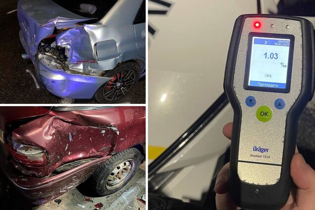 На Київщині п’яний водій на швидкості протаранив кілька припаркованих авто. Подробиці та фото