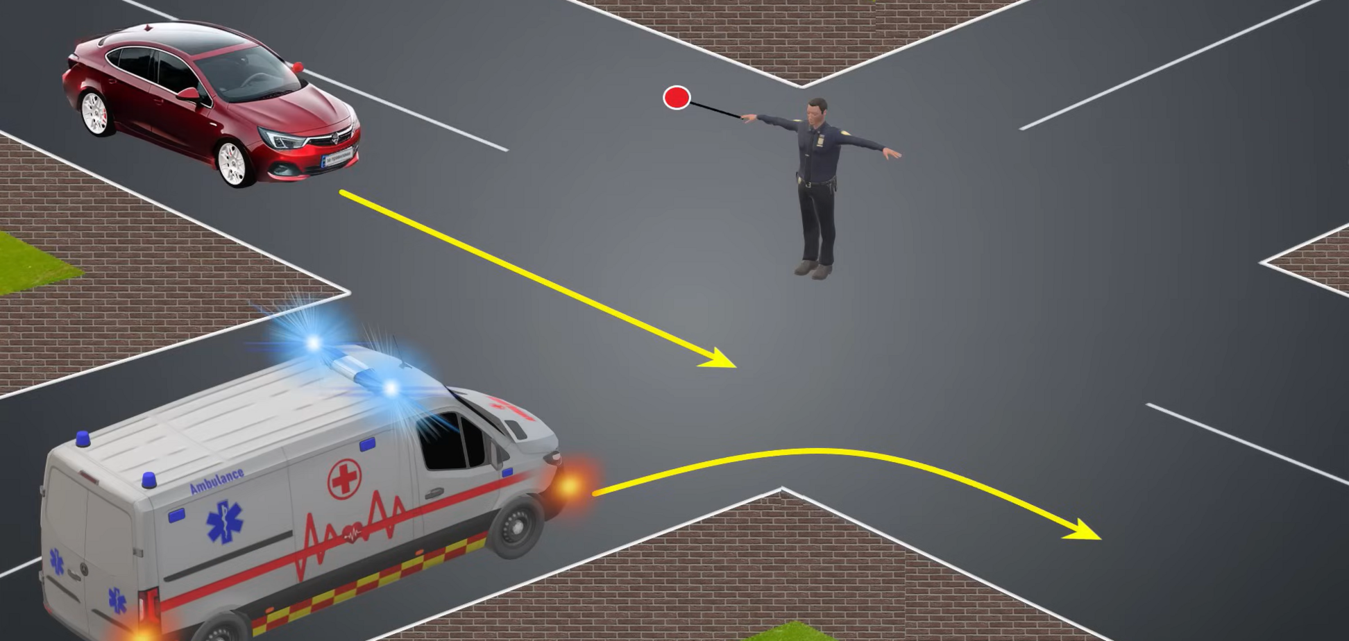 Кому можно проехать? Задание на знание сигналов регулировщика