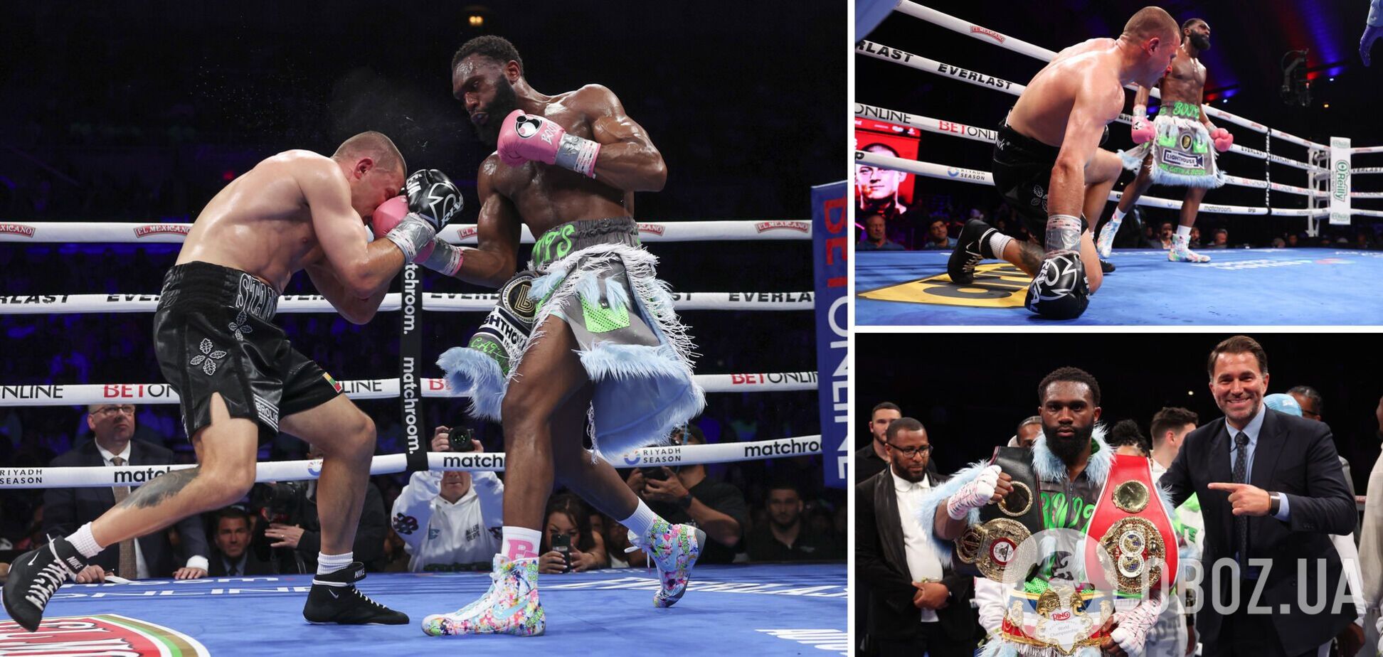 Непобедимый боксер выиграл бой неожиданным нокаутом и объединил чемпионские титулы. Видео