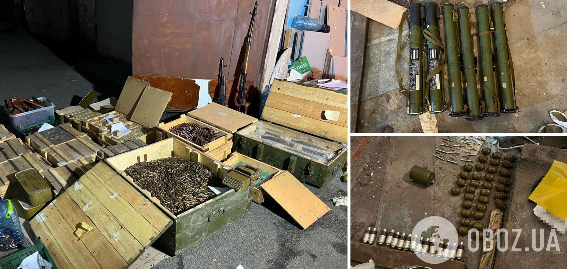 Ящики с гранатами, патроны и мины: в Киеве страж порядка и его отец обустроили схрон с оружием на Троещине. Фото и видео