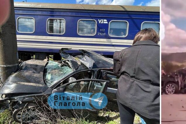 На Закарпатье поезд превратил Audi в металлолом: люди чудом уцелели. Фото