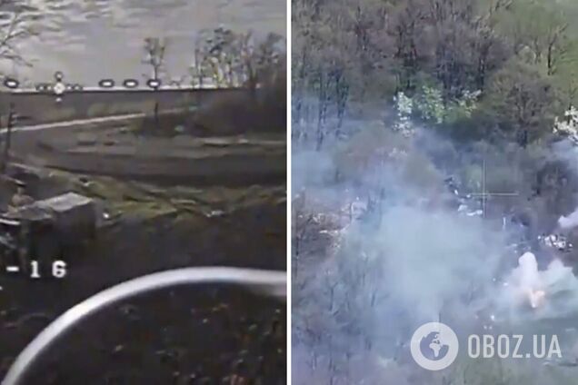 Охота за 'жирной' добычей: на Харьковщине дронары-пограничники уничтожили вражеский танк и две САУ. Видео