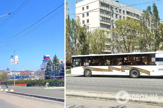 Развешивают флаги: оккупанты готовят показательное празднование 9 мая в Мариуполе. Видео