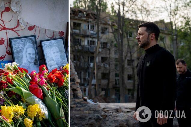 Разрушены обычные дома: Зеленский побывал на месте кровавого удара России по Киеву. Фото и видео