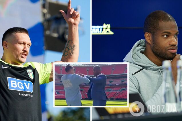 Дюбуа набросился на Усика во время дуэли взглядов на 'Уэмбли'. Видео