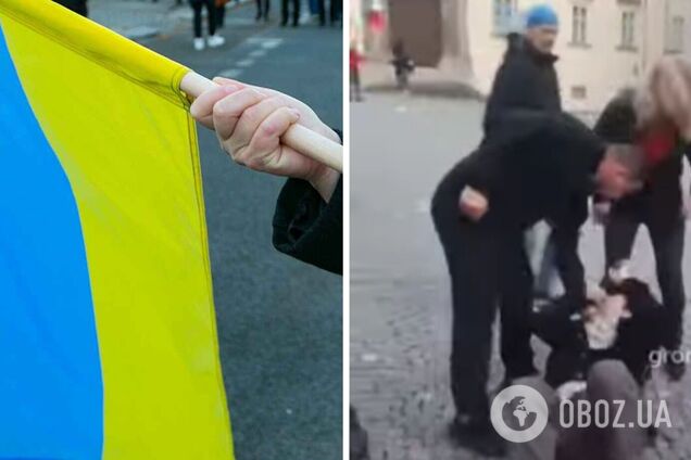 Сбили с ног: в Чехии на митинге популистов напали на парня с флагом Украины