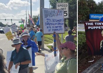 'Руки прочь от Украины': в США и Европе люди выходили на акции против Трампа и Маска. Фото, видео