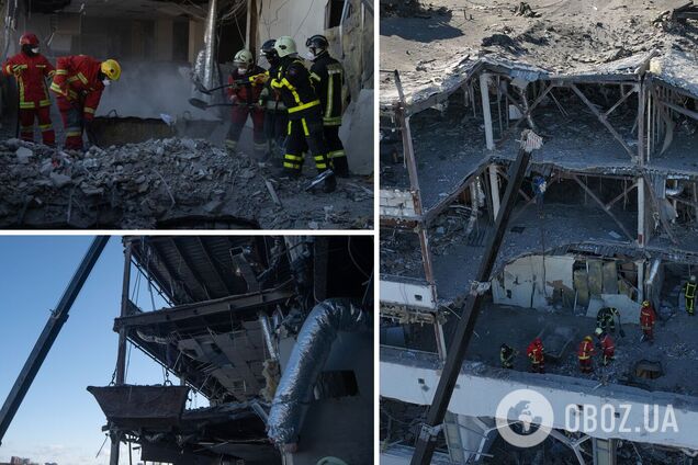 Разобрано более 190 куб. м мусора и конструкций: в ГСЧС показали, как проводятся работы на месте прилета в Киеве. Фото