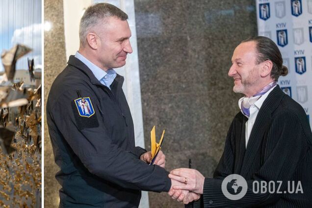 Origami for Ukraine: Кличко показал художественную инсталляцию, украсившую фасад Музея Киева. Фото