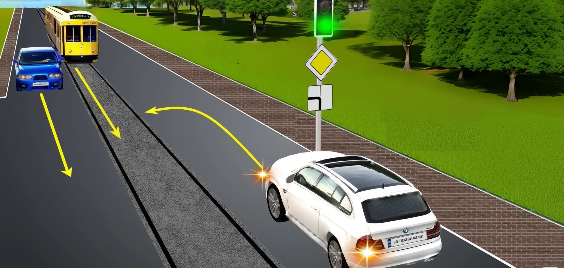 Уступить дорогу или проехать первым: задание на знание ПДД