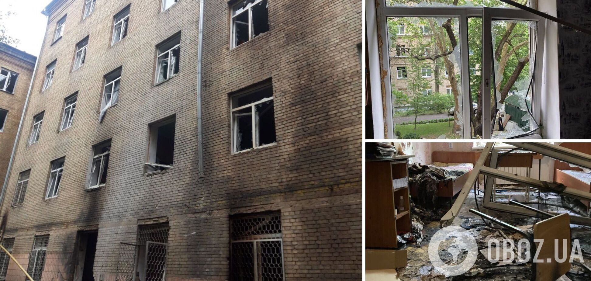 Обстрел Киева 25 мая - Обломки вражеского БПЛА повредили студгородок КНУ имени Тараса Шевченко