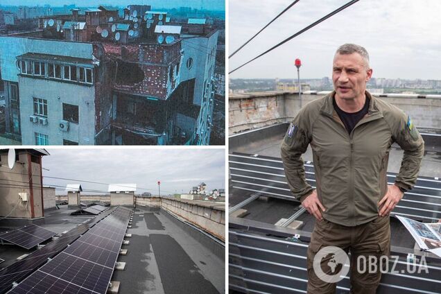 Восстановленное здание и солнечная станция: Кличко показал, как отремонтировали поврежденную российским обстрелом многоэтажку в Киеве. Фото