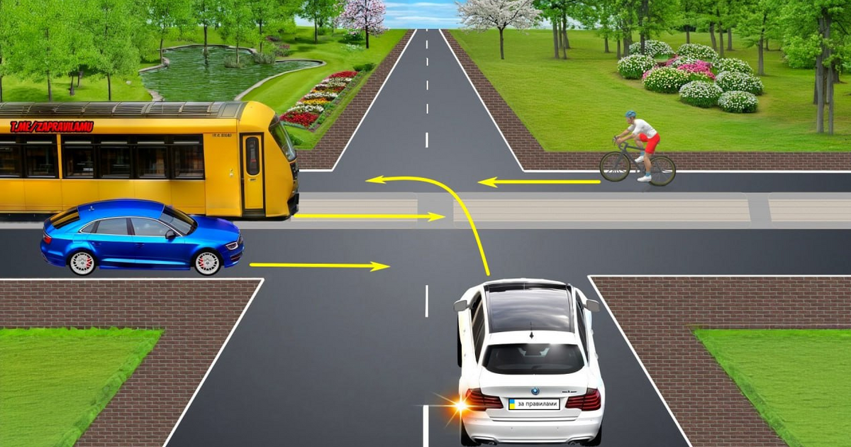Кому має поступитися дорогою водій авто? Завдання з ПДР в Україні