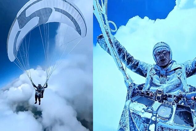 Парапланериста затянуло в облака на высоту 8598 метров с температурой минус 40. Видео