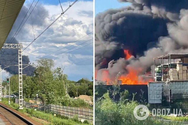 Під Москвою недалеко від резиденції Путіна горить склад гумових виробів. Відео