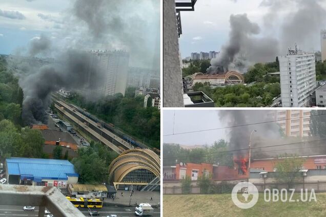 В Киеве произошел пожар на радиорынке: столб дыма был виден в нескольких районах города. Фото и видео
