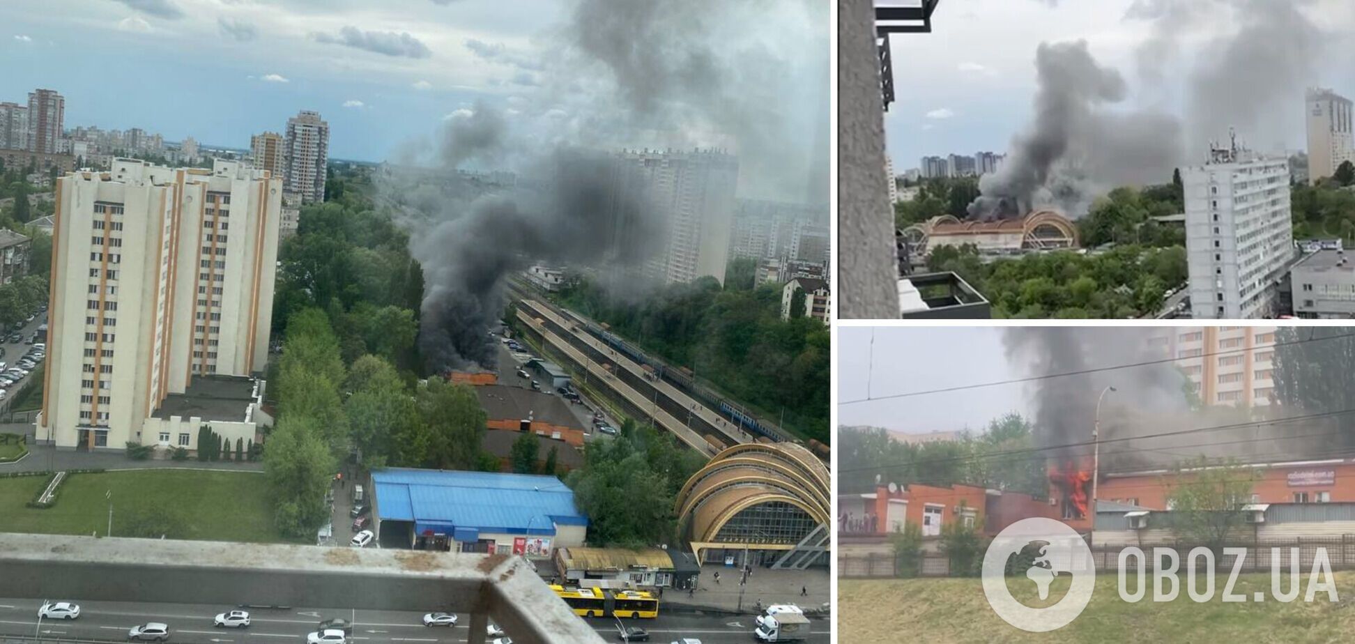 В Киеве произошел пожар на радиорынке: столб дыма был виден в нескольких районах города. Фото и видео