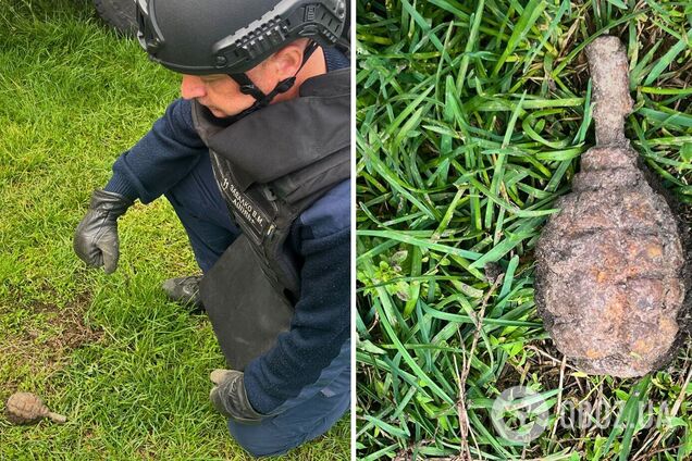 Під Києвом чоловік під час прогулянки знайшов бойову гранату. Фото