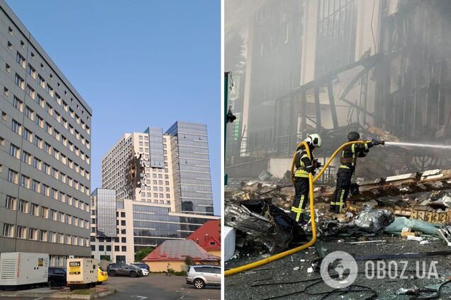 В результате удара РФ по Киеву сильно повреждено здание возле представительства Евросоюза. Фото