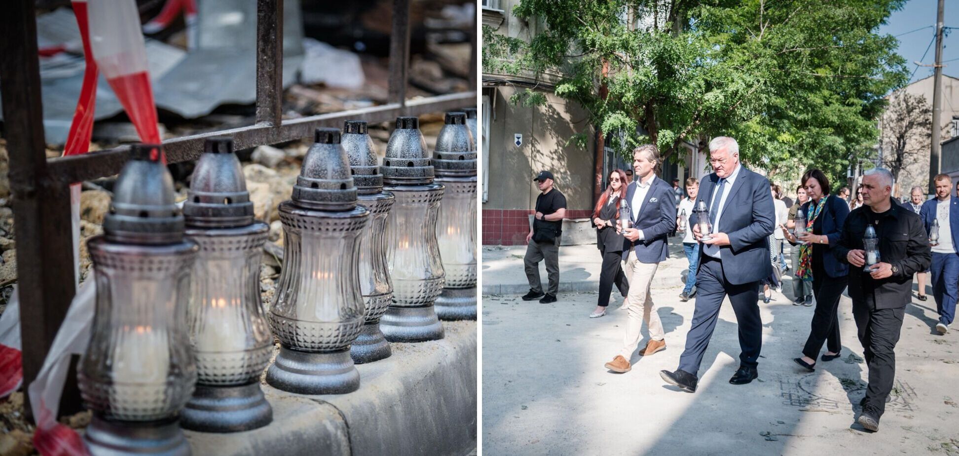 'Преступления России не знают границ': Сибига и глава МИД Литвы посетили Одессу и почтили память жертв ночного удара. Фото