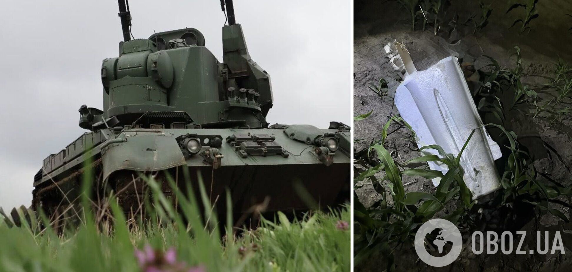 САУ Гепард и сбитый дрон РФ