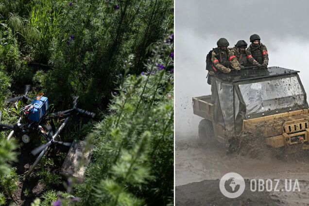 Український FPV-дрон, окупанти на всюдиході