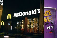Иллюстрация - коллаж из фото ресторана McDonald's и промо нового милкшейка