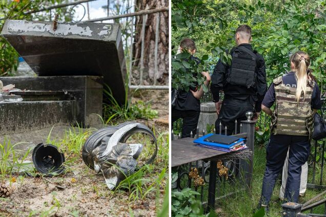 Под Киевом вандал на кладбище повредил более 80 надгробных сооружений. Подробности и фото