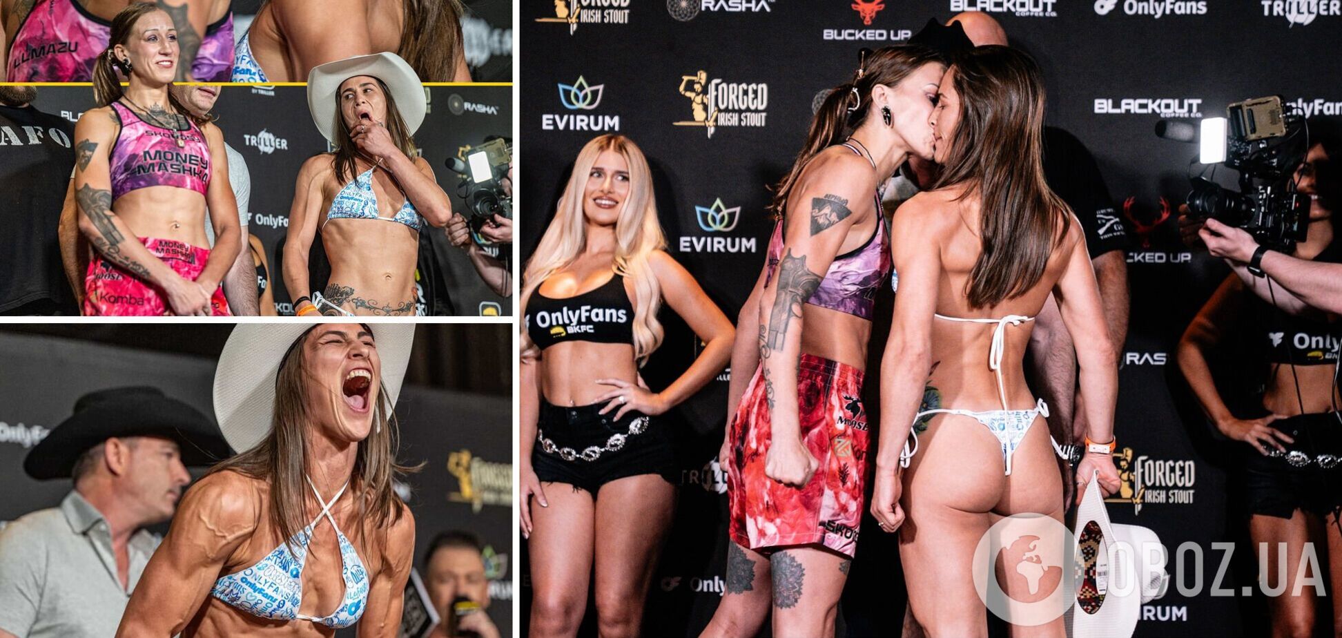 Девушка-боец на взвешивании поцеловала в губы соперницу. Та ошалела. Видео