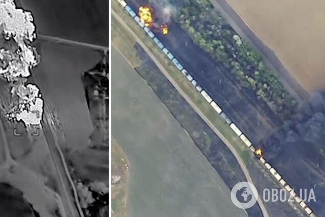 Чорна кіптява до небес: у ГУР показали знищення залізничних цистерн із пальним окупантів. Відео
