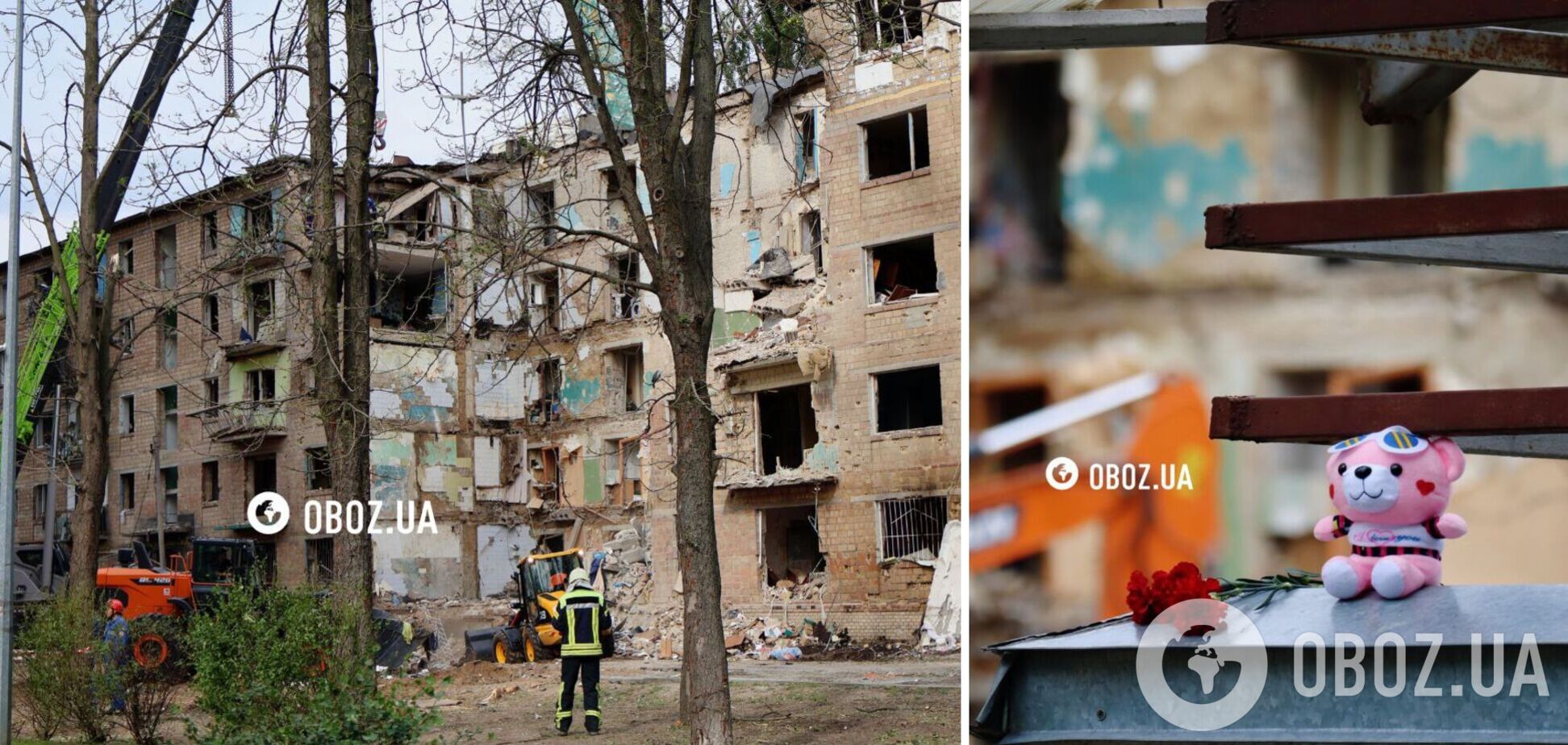 Цветы и игрушки на руинах: в Шевченковском районе Киева завершили поисковые работы на месте прилета. Фото и видео