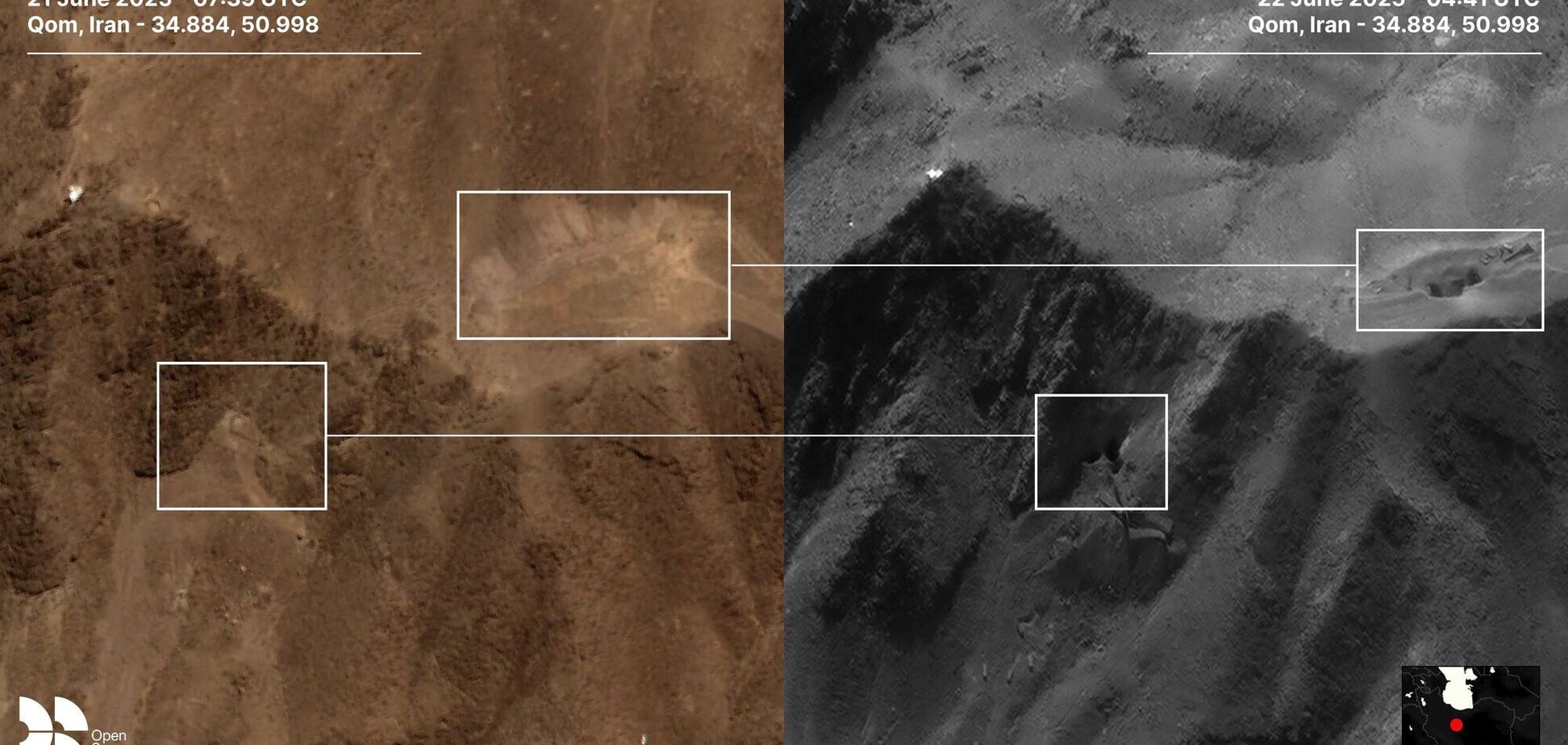 Спутниковый снимок Фордо, Иран