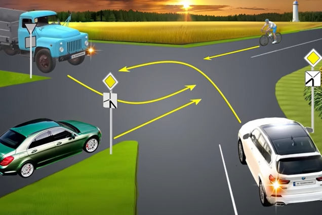 Хто проїде перехрестя третім? Тест на знання ПДР